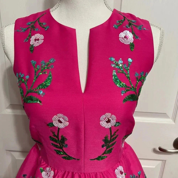 Kate Spade Fit and Flare Floral Embellished Pink Women's Dress Size 00 - Picture 2 of 16